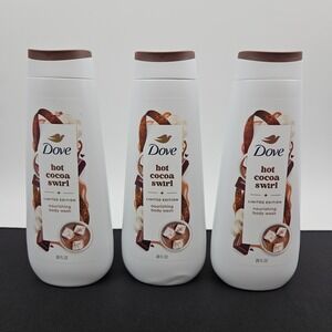 Dove Hot Cocoa Swirl Body Wash Limited Edition Holiday Treats 20oz 3 Pack New